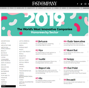 Saathi Eco Innovations Named to Fast Company’s Annual List of the World’s Most Innovative Companies for 2019