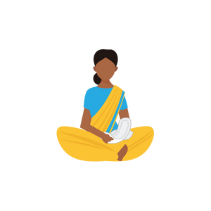 woman in sari holding sanitary pad icon