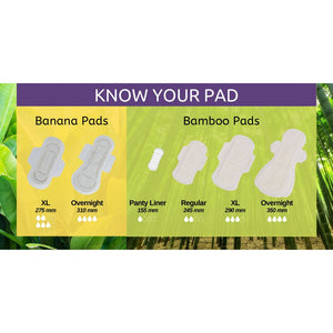 Bamboo Fiber Biodegradable Overnight Sanitary Pads - 12 Pads